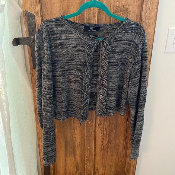 Cute fringe crop sweater by Lemmie for Nina Leonard Size large - Picture 1 of 4